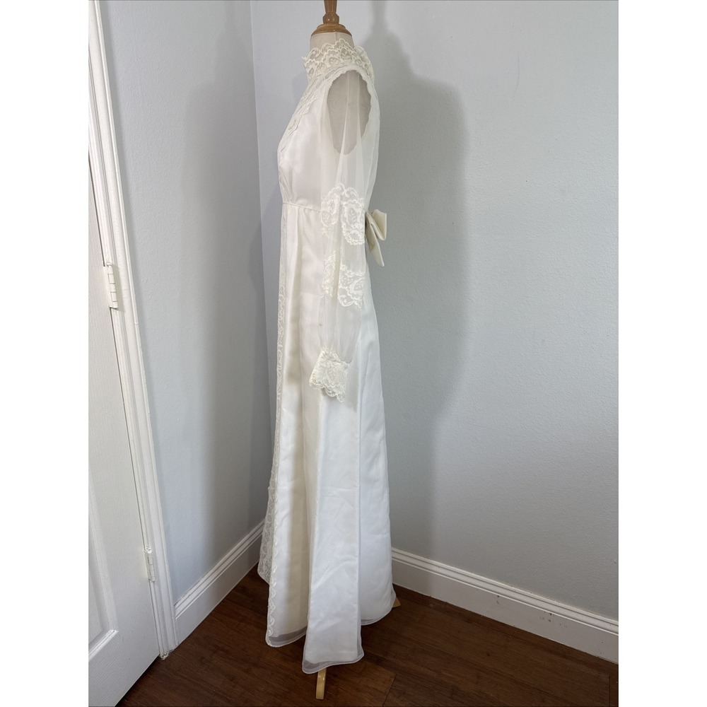 Vtg Bridal Originals Wedding Dress‎ 12 Lace Trim Victorian Edwardian Bow Back - Picture 6 of 16